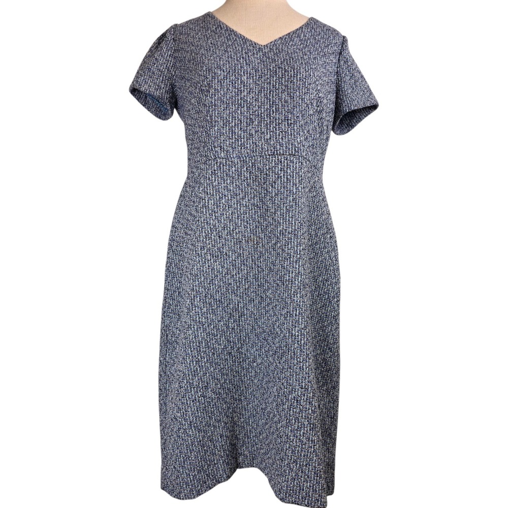 NWT Talbots Tweed Sheath Dress 6 Blue Textured Boucle Lined Career Preppy $129